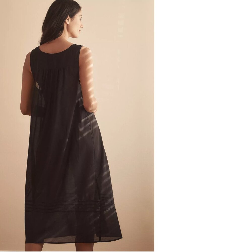 By Anthropologie Sleeveless Smocked Midi Nap Dress size L black new - Picture 2 of 5